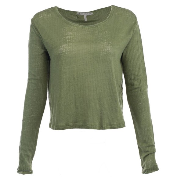 SAGE GREEN LONG SLEEVE BOHO TOP BY NICOLE RICHIE - Picture 1 of 4